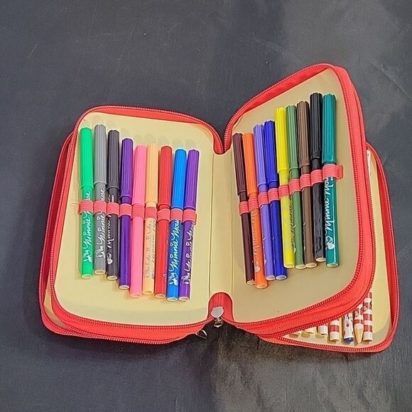 BRAND NEW MINNIE MOUSE WALT DISNEY 3 SECTION PENCIL CASE ORGANIZER - Picture 6 of 11